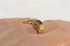 14K Yellow Gold 1930's Diamond Syn. Ruby Bar Men's Ring