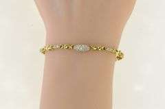 18K Yellow Gold 1.40 Ctw Diamond Link Vintage Tennis Bracelet