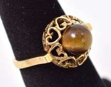 Heart Warming 14K Yellow Gold Tiger's Eye Gemstone Ring
