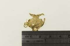 14K Yellow Gold Vintage Textured Fish Statement Charm/Pendant