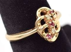 Superior 10K Yellow Gold ruby and Diamond Gemstone Ring