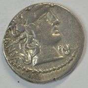 Scarce Roman Republic Silver Denarius of C Vibius C f Pensa, 90 BC