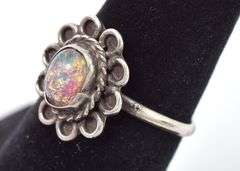 Fantastic Sterling Silver Resin Opal Gemstone Ring
