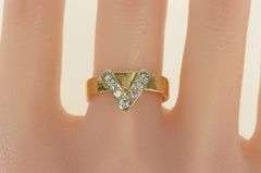 14K Yellow Gold 1930's 0.35 Ctw Diamond V Statement Ring
