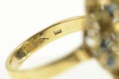 14K Yellow Gold Retro Syn. Opal Sapphire Domed Cocktail Ring