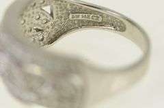 14K White Gold Vintage Pave CZ Encrusted Leaf Vine Ring