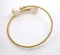 Feminine 14K YG Flexible Bangle with Pearl Ends