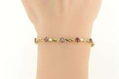 14K Yellow Gold 2.70 Ctw Ruby Diamond Accent Classic Tennis Bracelet