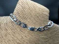 Sterling Silver Flat Marina Link Chain 8.2mm 925 Italy Anchor Mariner Bracelet 10"