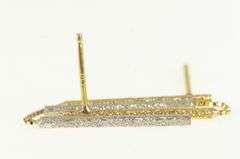 18K Yellow Gold Two Tone Textured Bar Vintage Dangle Earrings