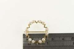 14K Yellow Gold Vintage Pearl Retro Circle Fashion Pin/Brooch
