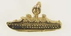 14K Yellow Gold 3D Boat Cruise Ship Liner Travel Charm/Pendant