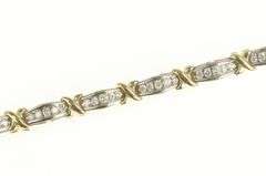 10K White Gold 1.75 Ctw Two Tone Diamond X Tennis Bracelet