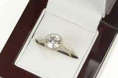 14K White Gold 2.16 Ctw Moissanite Halo Classic Engagement Ring