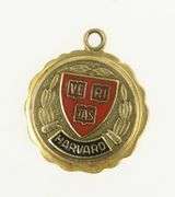 10K Yellow Gold Harvard University Enamel Crest Charm/Pendant