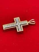 BRAND NEW 14K GOLD AND DIAMOND CROSS CHARM / PENDANT