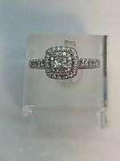 CERTIFIED BRAND NEW 14K WHITE GOLD DIAMOND HALO SETTING RING.