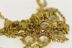 14K Yellow Gold Moonstone Sapphire Angel Wings Lavalier Necklace