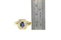 14K Yellow Gold 1.52 Ctw Sapphire Diamond Halo Engagement Ring