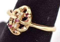 Superior 10K Yellow Gold ruby and Diamond Gemstone Ring