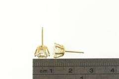 14K Yellow Gold Round Classic Simple CZ Solitaire Stud Earrings