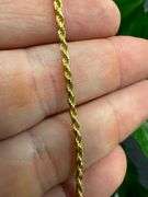 Sterling Silver 22k Gold Plated Diamond-Cut Rope Chain 2mm New Bracelet 925 7"