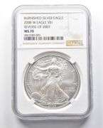 MS70 2008-W Rev Of 2007 Burnished Silver Eagle NGC