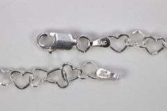 Sterling Silver Italian Love Heart Chain 4.5mm Solid 925 Italy Infinity Promise Bracelet Anklet 8"