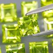Princess cut! Unheated! 4.54ct Peridot set