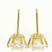 14K Yellow Gold Round Classic Simple CZ Solitaire Stud Earrings