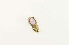 14K Yellow Gold Oval Amethyst Emerald Vintage Pendant