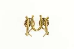 14K Yellow Gold Victorian Emerald Seed Pearl Flower Swirl Bar Earrings