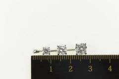 10K White Gold Tiered Graduated Cubic Zirconia Journey Pendant