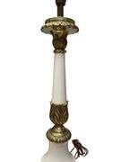 3 Way Brass and Porcelain Column Table Lamp Vintage Mid Century