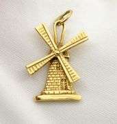 Useful 14k Diamond Insert Ring Neat 14K YG Windmill charm or pendant.