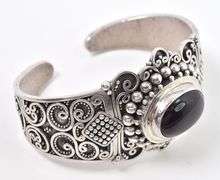 Fantastic Black Onyx Cuff Bracelet in Sterling Silver