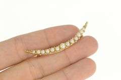 14K Yellow Gold Victorian Ornate Pearl Crescent Moon Pin/Brooch