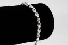 Sterling Silver Diamond-Cut Rope Chain 3.7mm Solid 925 Italy New Bracelet 7"