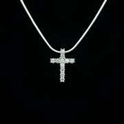 14 Kt White Gold Plated White Fire Moissaite Cross Pendant
