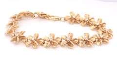 14kt Yellow gold diamond accent Plumeria bracelet