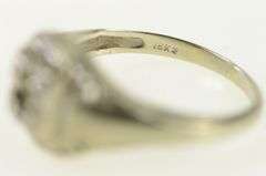 18K White Gold Art Deco Filigree Engagement Setting Ring