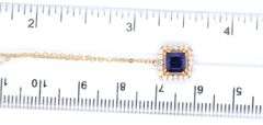 Set of 18kt yellow gold blue synthetic sapphire and CZ ring, earrings and necklace