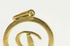 18K Yellow Gold R Cursive Letter Initial Monogram Name Charm/Pendant