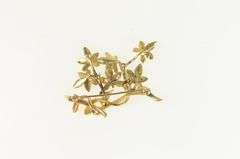 14K Yellow Gold Diamond Sapphire Ruby Leaf Fringe Pin/Brooch