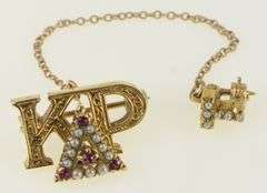 10K Yellow Gold Kappa Rho Delta Seed Pearl Victorian Charm/Pendant