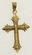 14K Yellow Gold Cross Christian Faith Symbol Religious Charm/Pendant