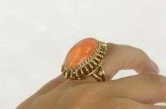 14K Yellow Gold 21.50 Ct Mexican Fire Opal Cocktail Ring
