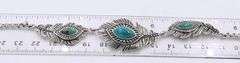 925 Sterling silver signed Turquoise feather link bracelet