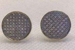 10K YELLOW GOLD ROUND PAVE DIAMOND STUDS