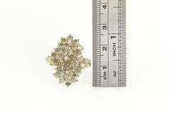 14K Yellow Gold 2.50 Ctw Diamond Cluster Vintage Cocktail Ring